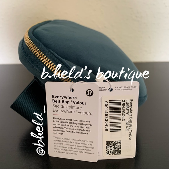 lululemon Everywhere Belt Bag *Velour in Green Jasper/Gold Zipper (1L) New NWT - Picture 2 of 15